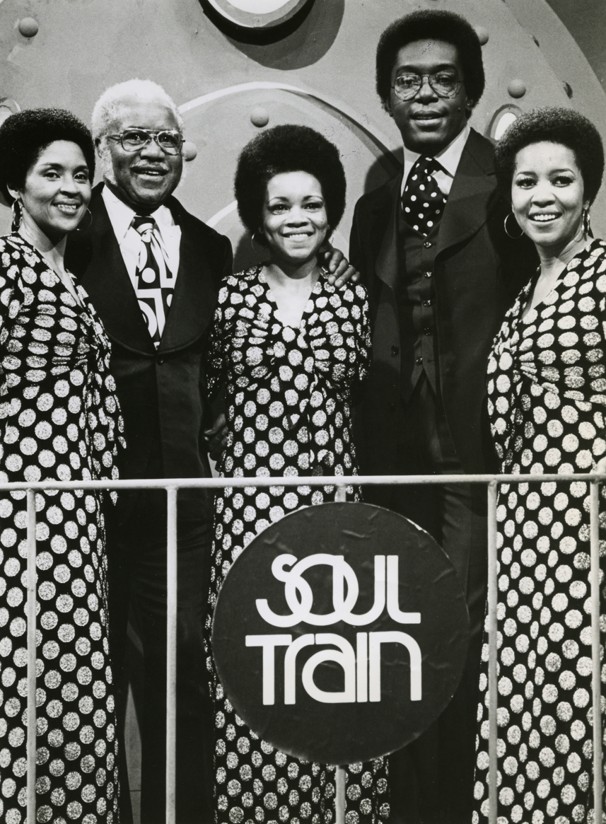 The Staple Singers with Don Cornelius on the original Soul Train set.