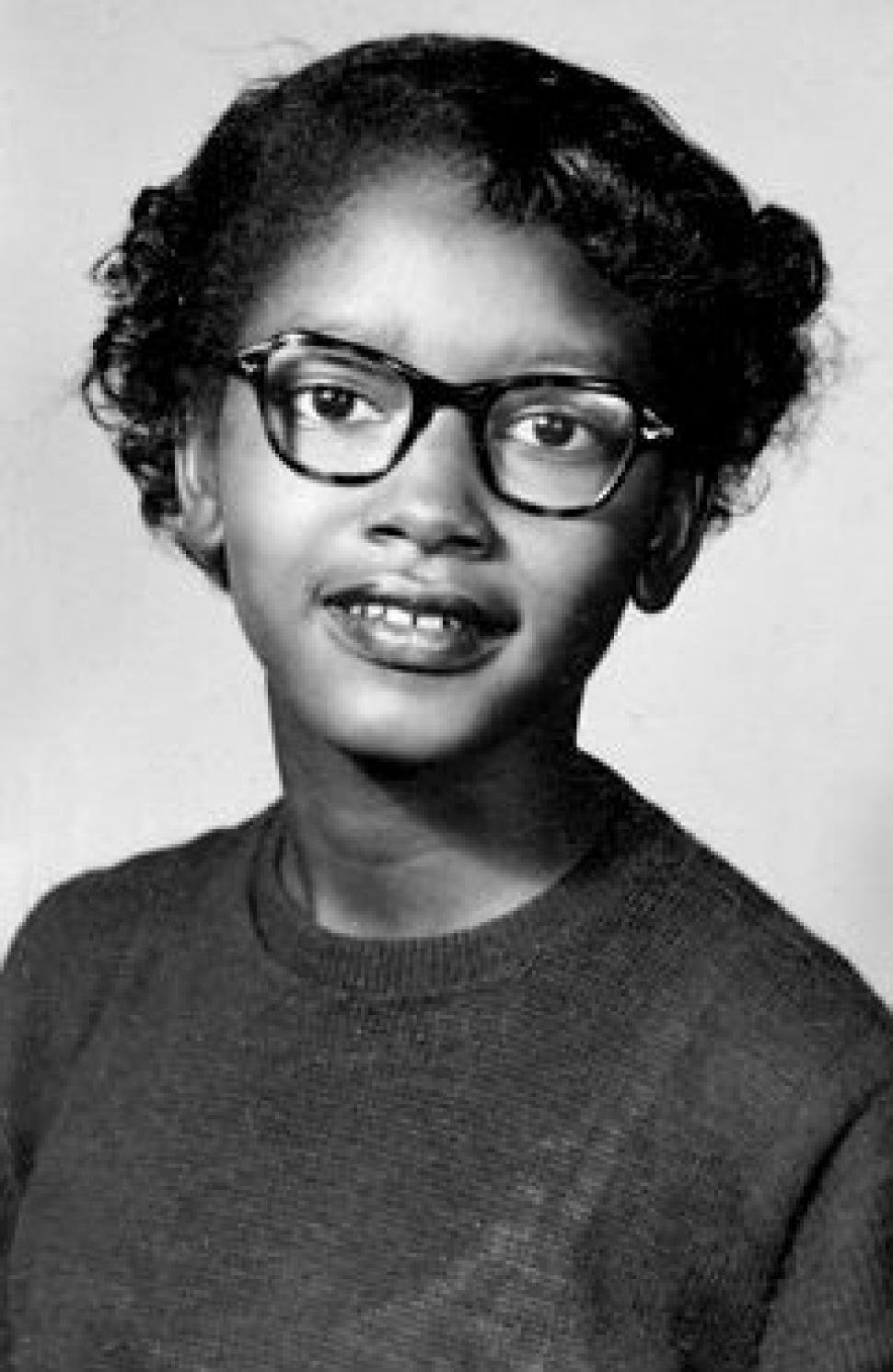 Portrait of Claudette Colvin, Montgomery bus protest pioneer of 1955.