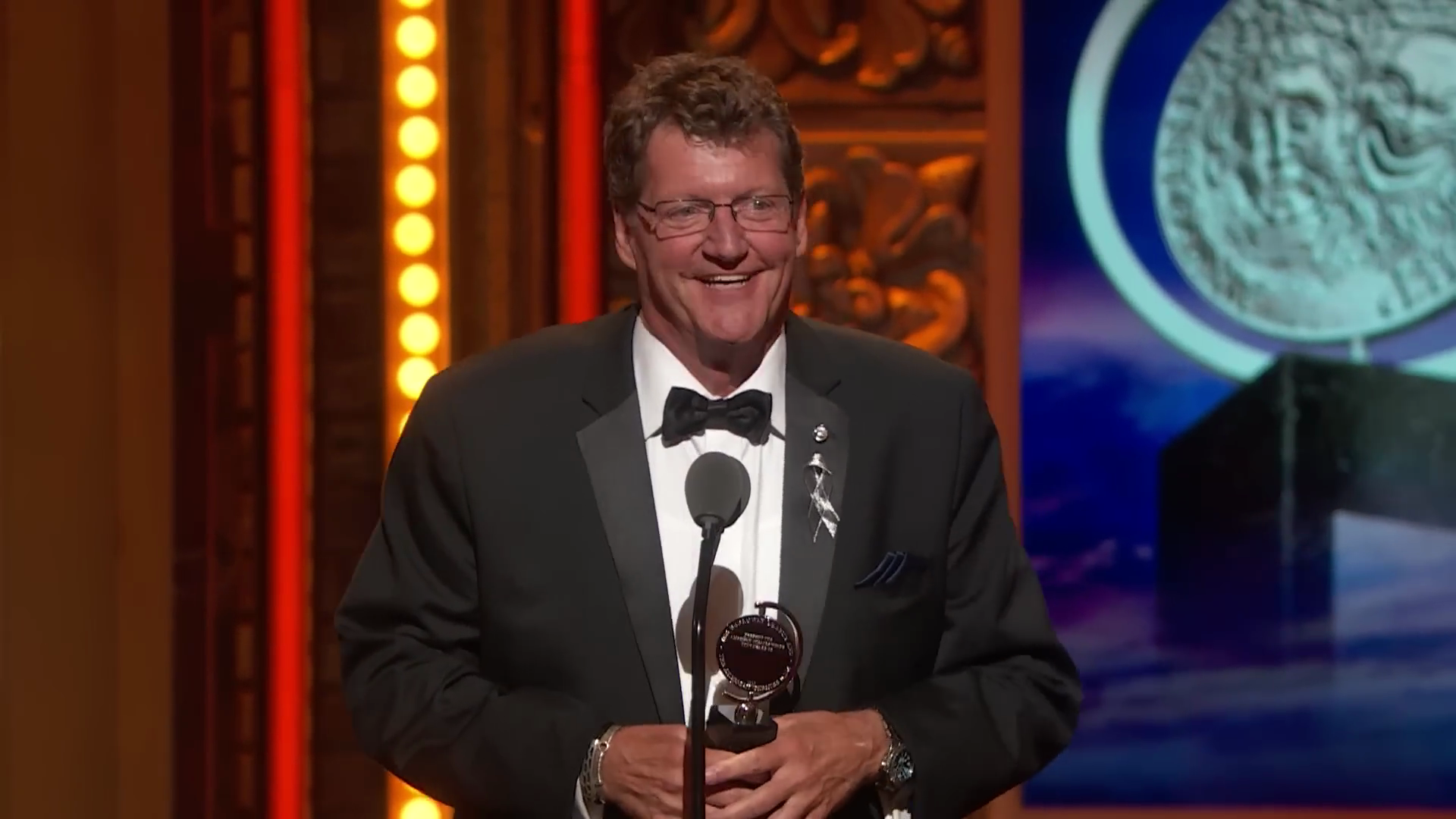 Howell Binkley accepts the 2016 Tony Award for Best Lighting Design of a Musical (Hamilton) at the 70th Tony Awards