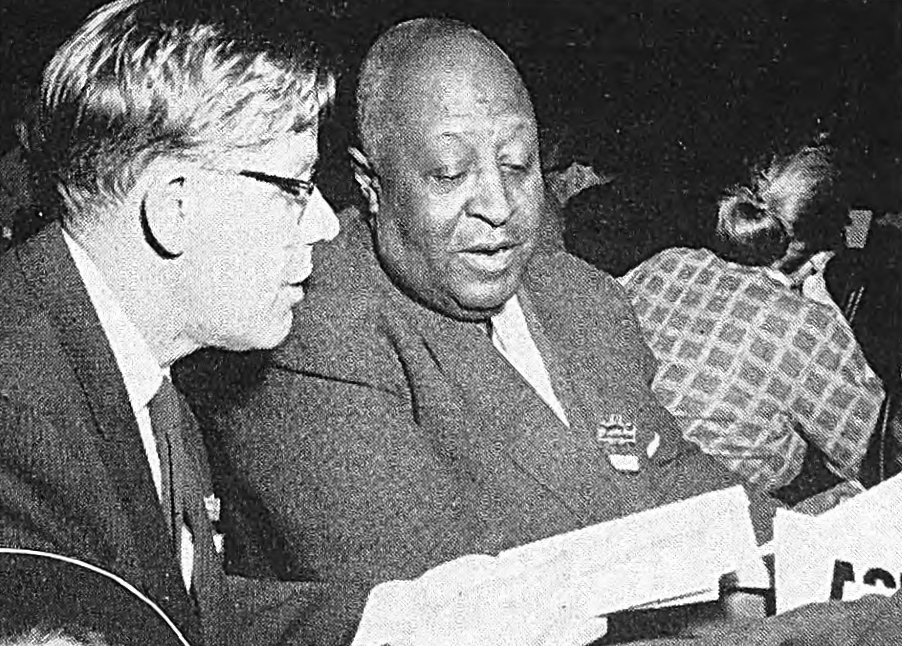 H. L. Mitchell and Milton P. Webster, 1958, as published in The American Federationist