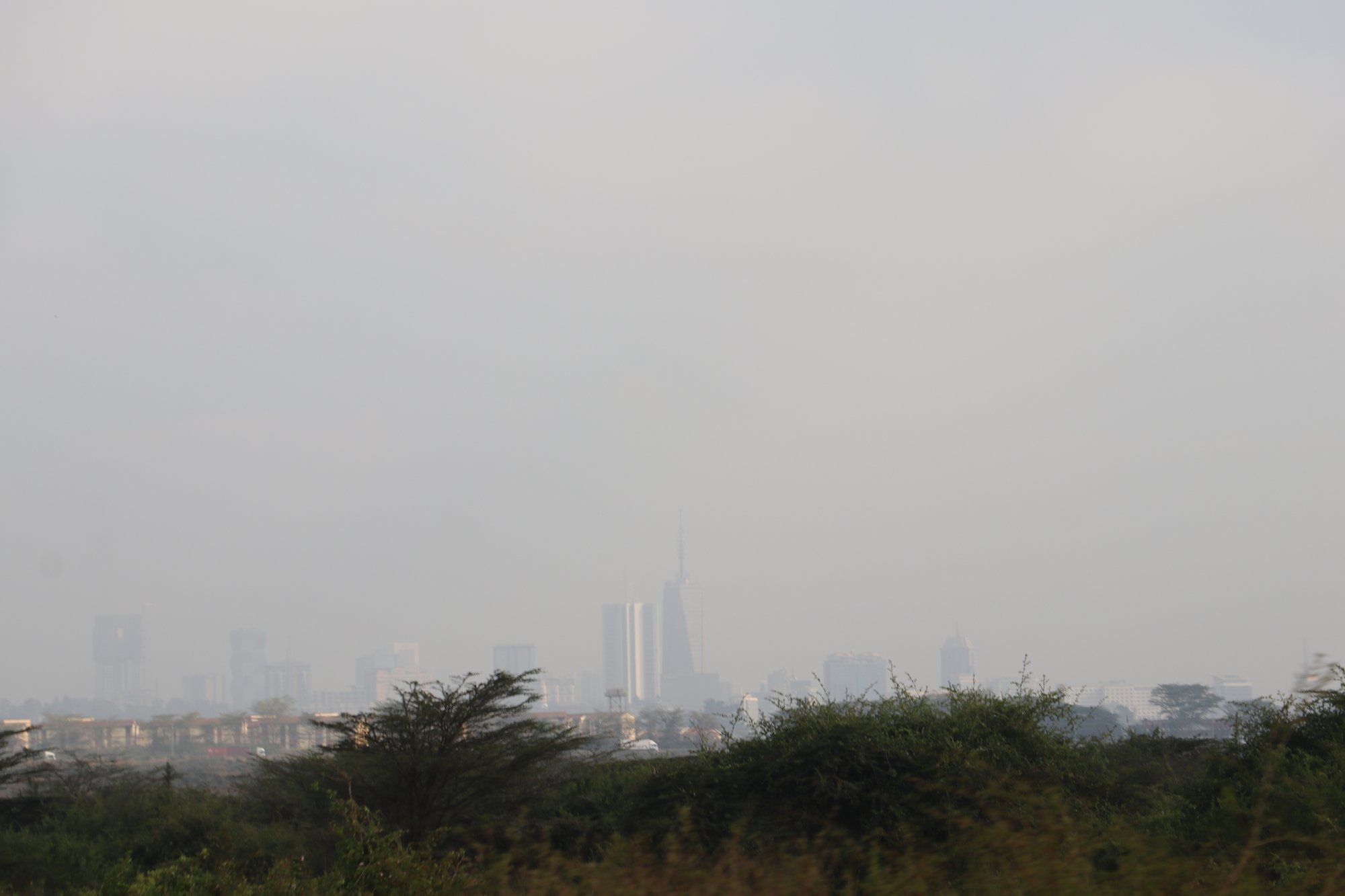 The Nairobi skyline seen from Nairobi National Park.