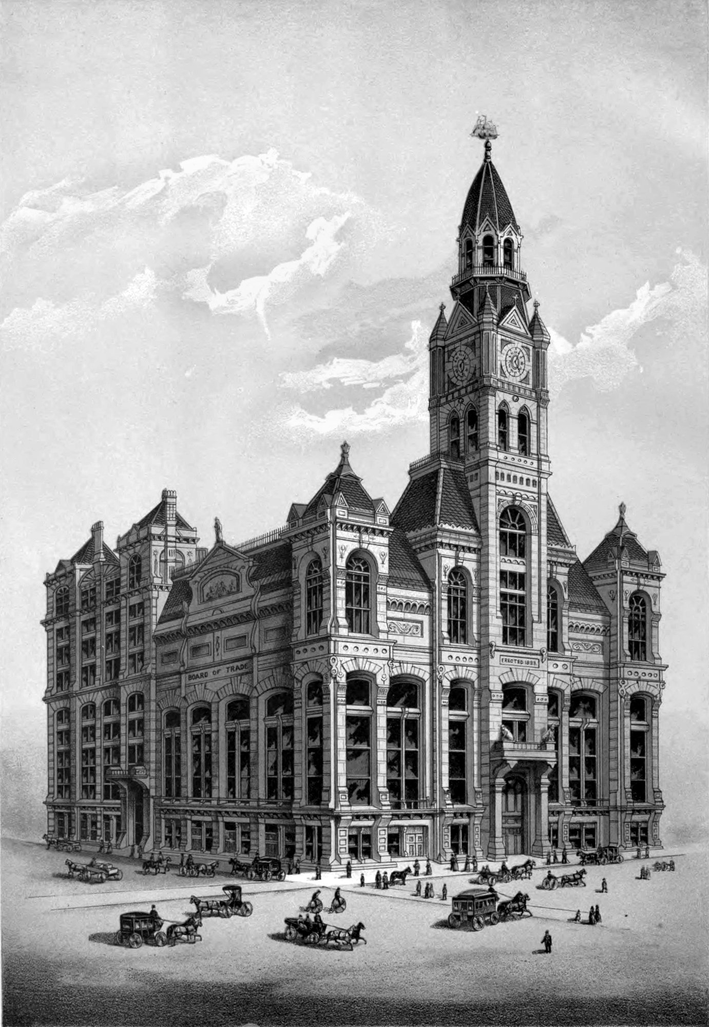 The first Chicago Board of Trade Building (1885), from A.T. Andreas's History of Chicago.