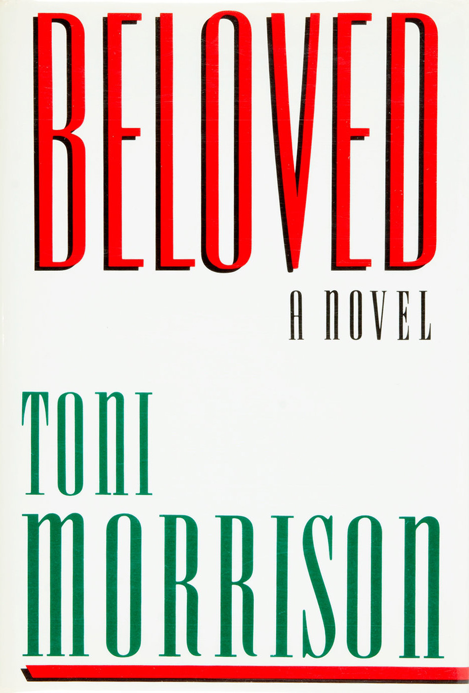 First-edition dust jacket of Beloved by Toni Morrison (Alfred A. Knopf, 1987); jacket design by R. D. Scudellari