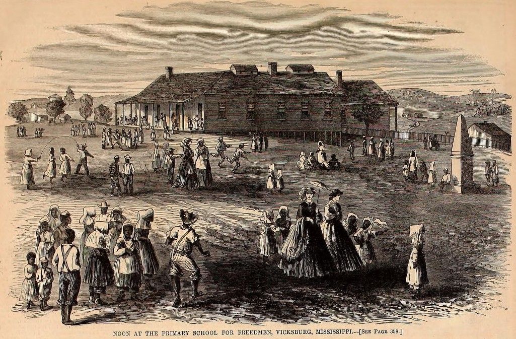 Freedmen’s primary school, Vicksburg, 1866 (Harper’s Weekly engraving)