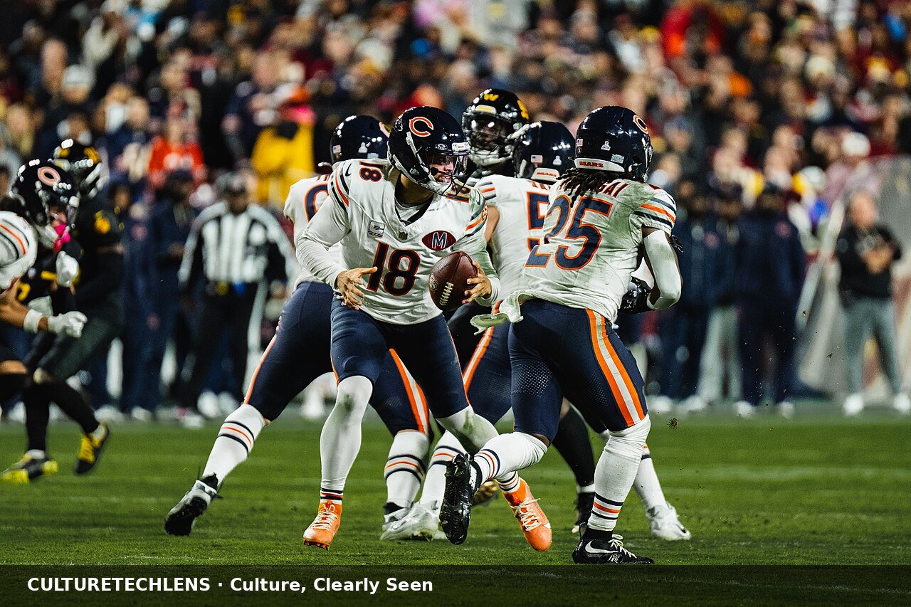 Caleb Williams and the Bears in action against Washington, October 13, 2025