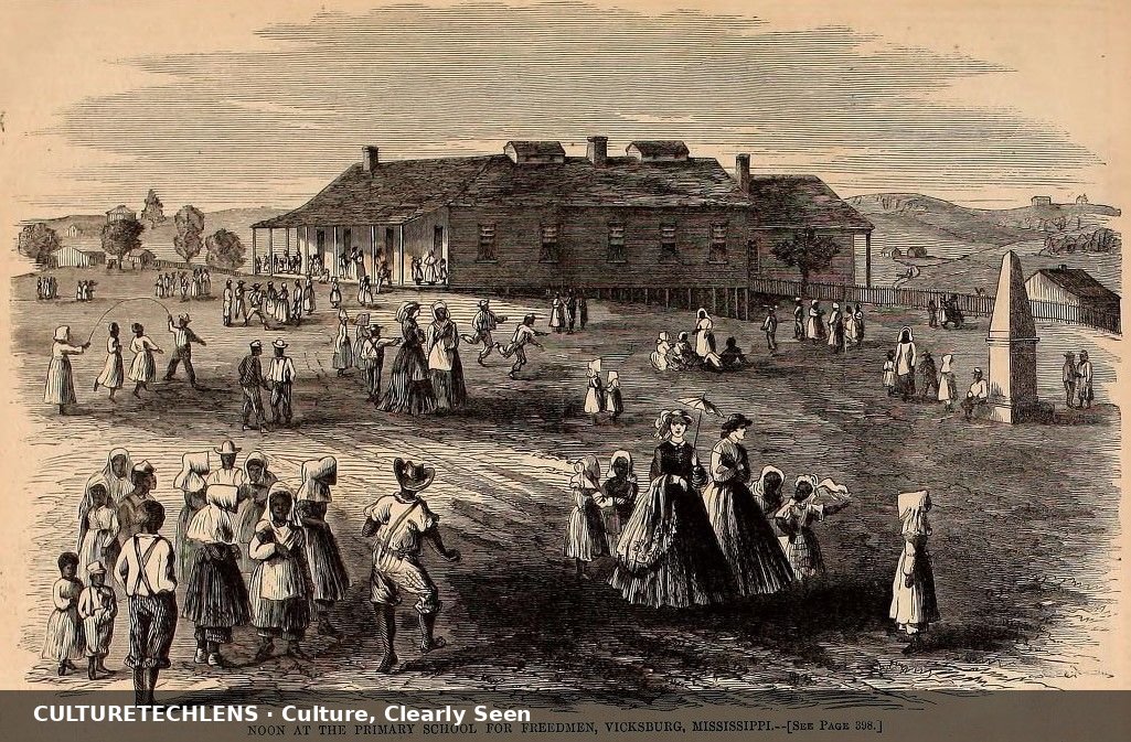Freedmen’s primary school, Vicksburg, 1866 (Harper’s Weekly engraving) — CultureTechLens
