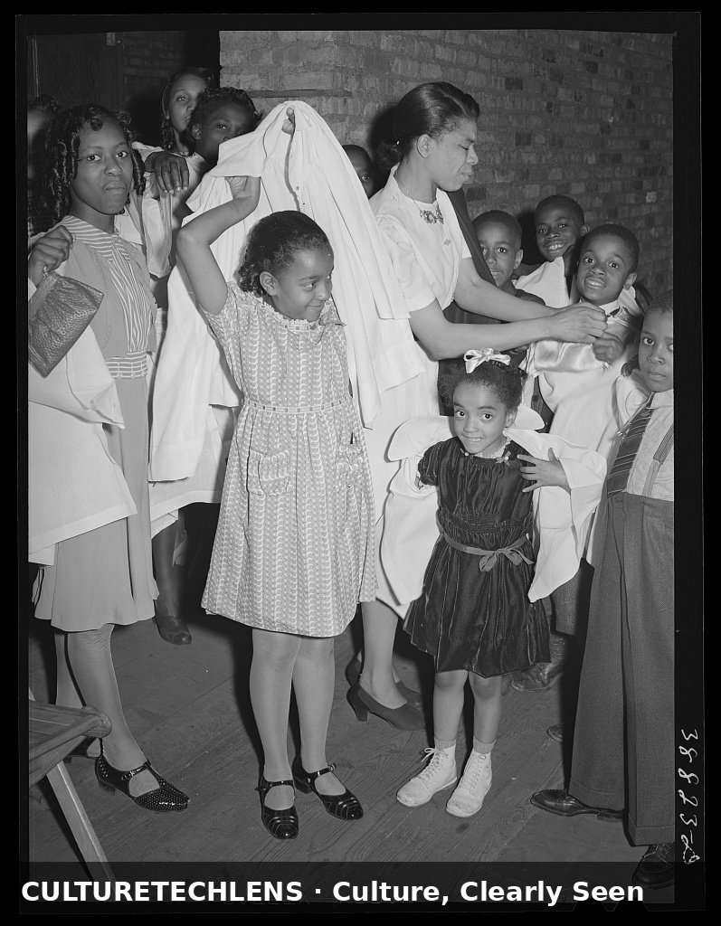 Children in choir robes at the Pentecostal Church, Chicago, 1941