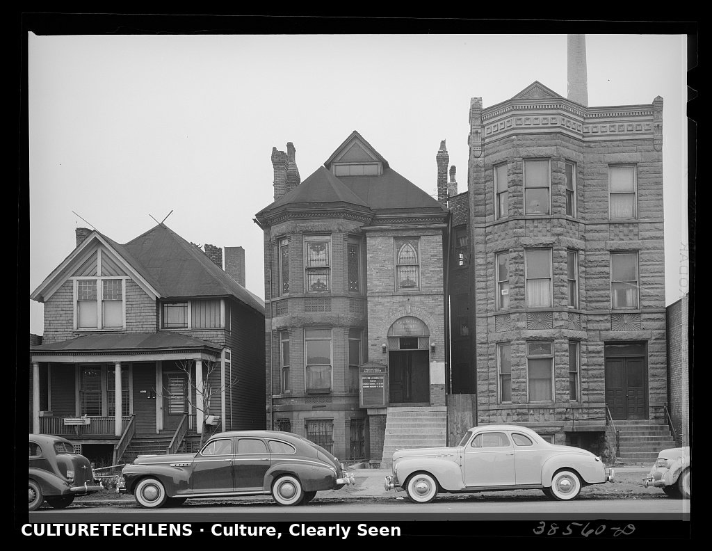 A greystone home converted to a church, South Side, Chicago, 1941 — CultureTechLens