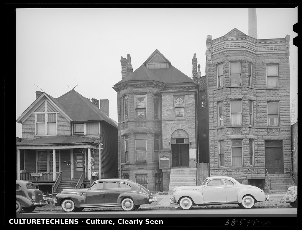 A converted-storefront church with cars of the congregation, Chicago, 1941 — CultureTechLe