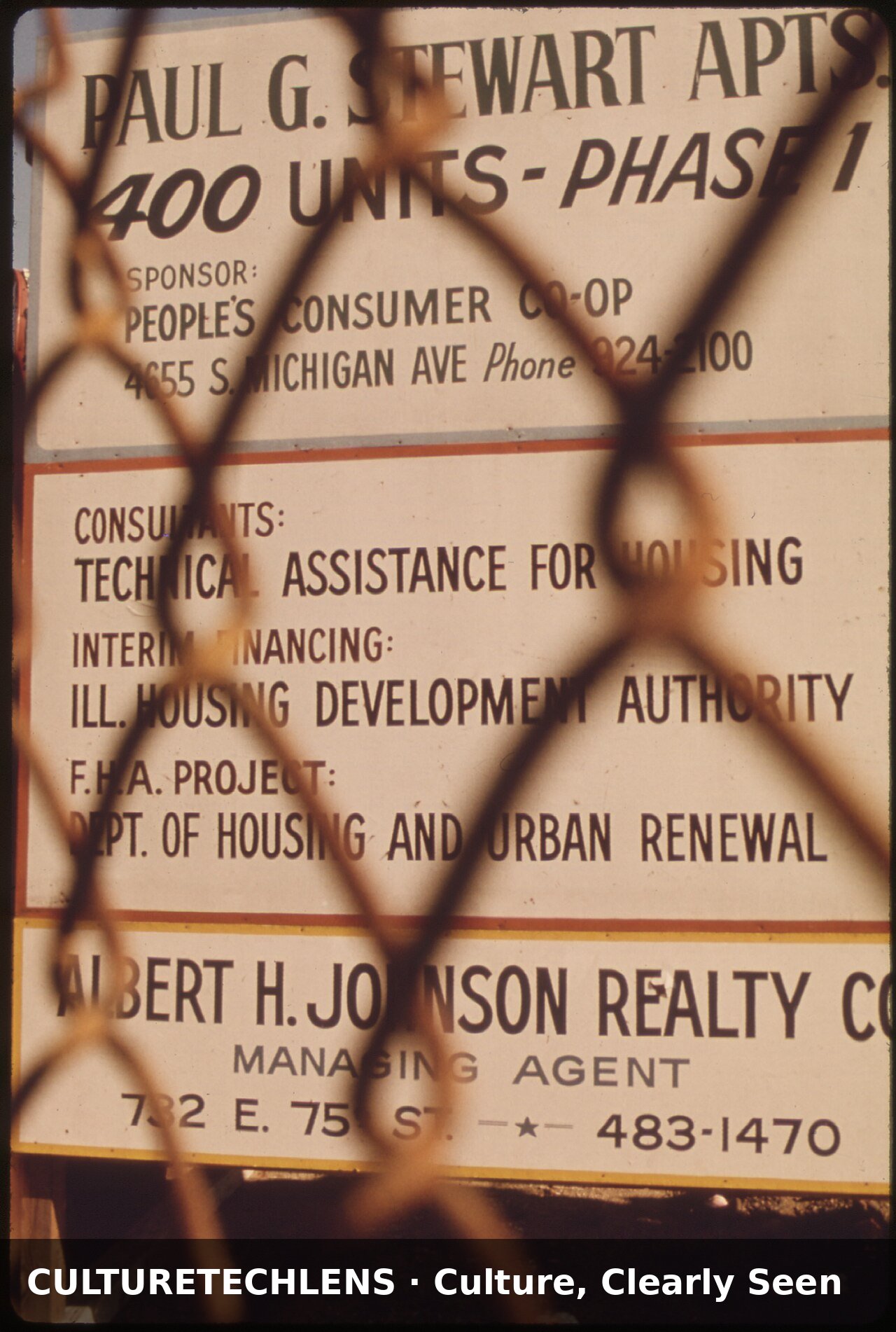 Construction sign in south side chicago note, 1973