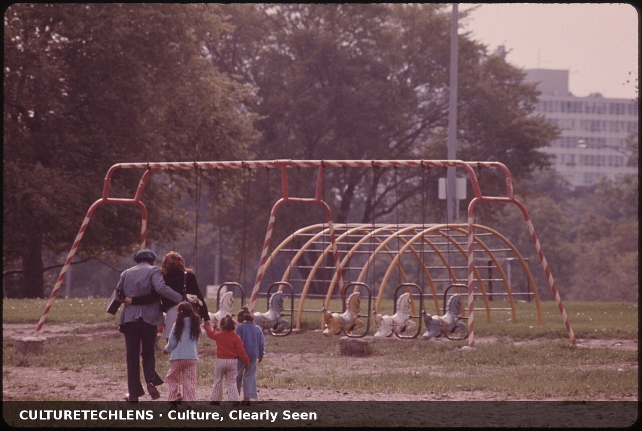 A young family in a South Side Chicago park, 1973