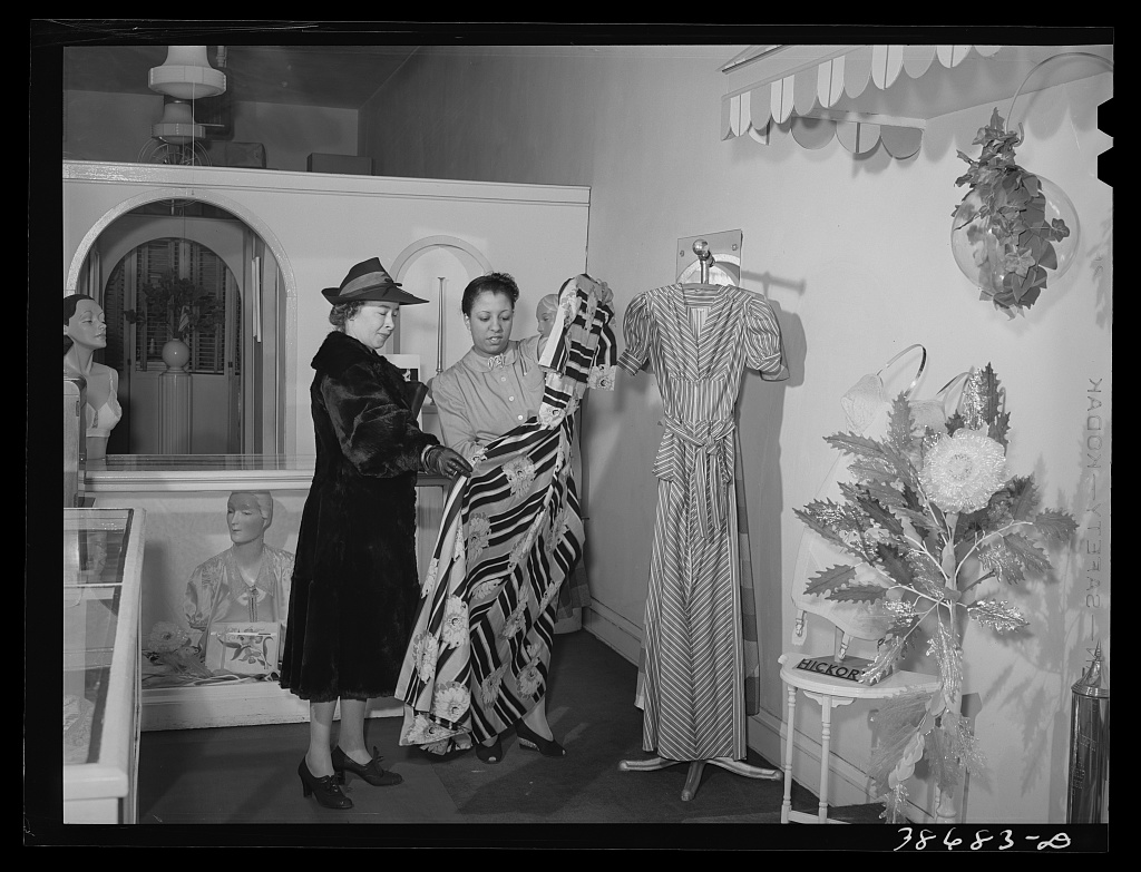 Inside a dress shop on 47th Street, Chicago's Black business corridor, Chicago, 1941