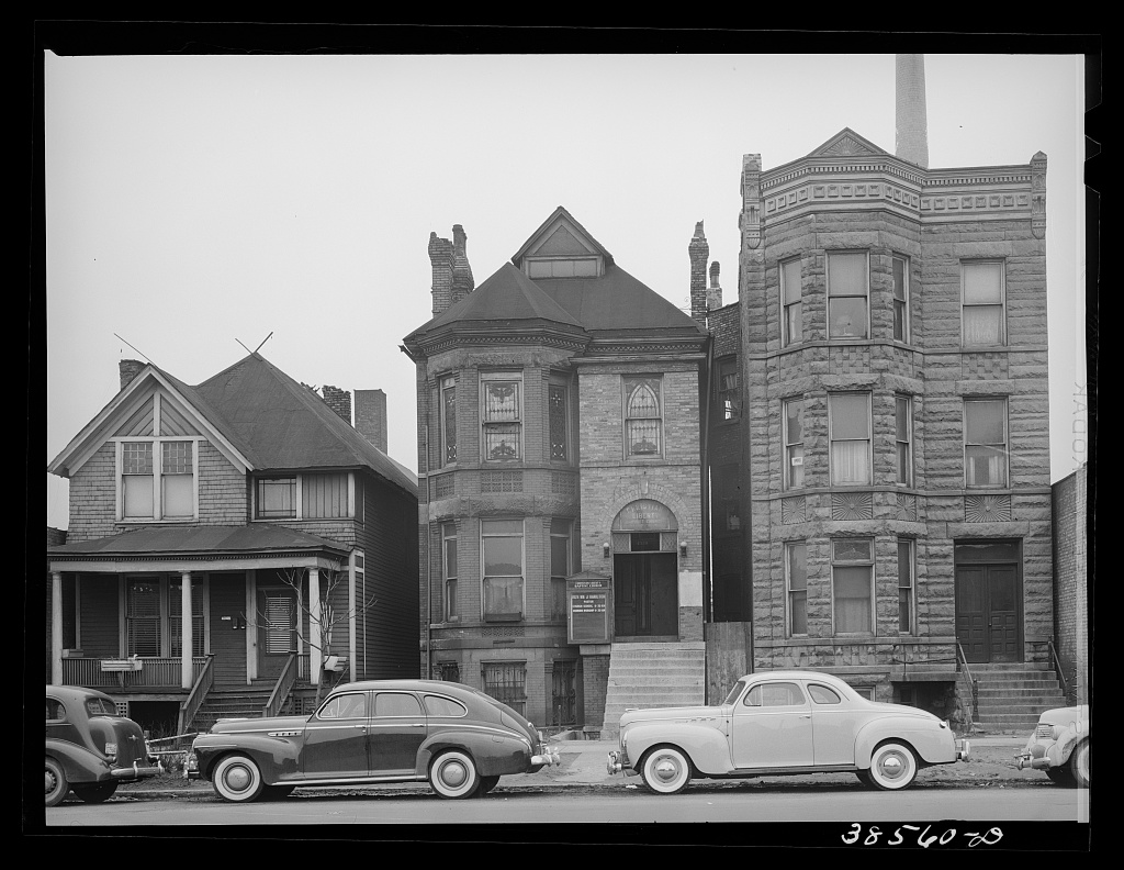 A greystone home converted to a church, South Side, Chicago, 1941
