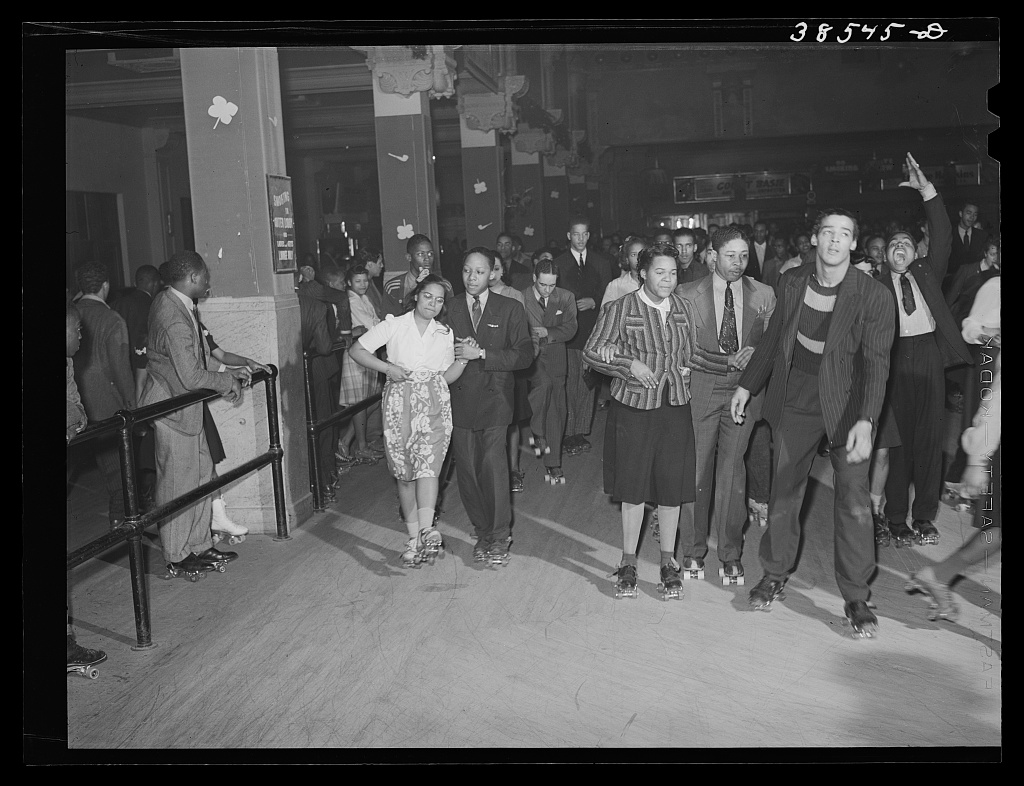 Roller skating at the Savoy Ballroom on Saturday night. Chicago, Illinois, Chicago, 1941