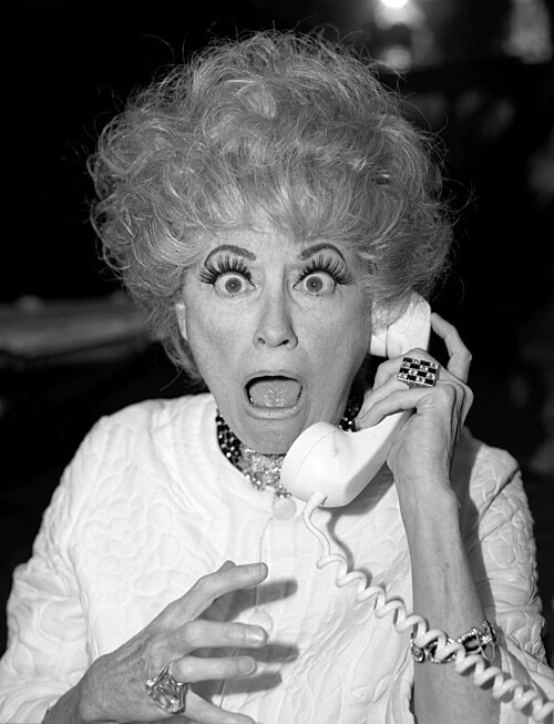 Phyllis Diller in 2014. Photo by Allan Warren, CC BY-SA 3.0, via Wikimedia Commons.