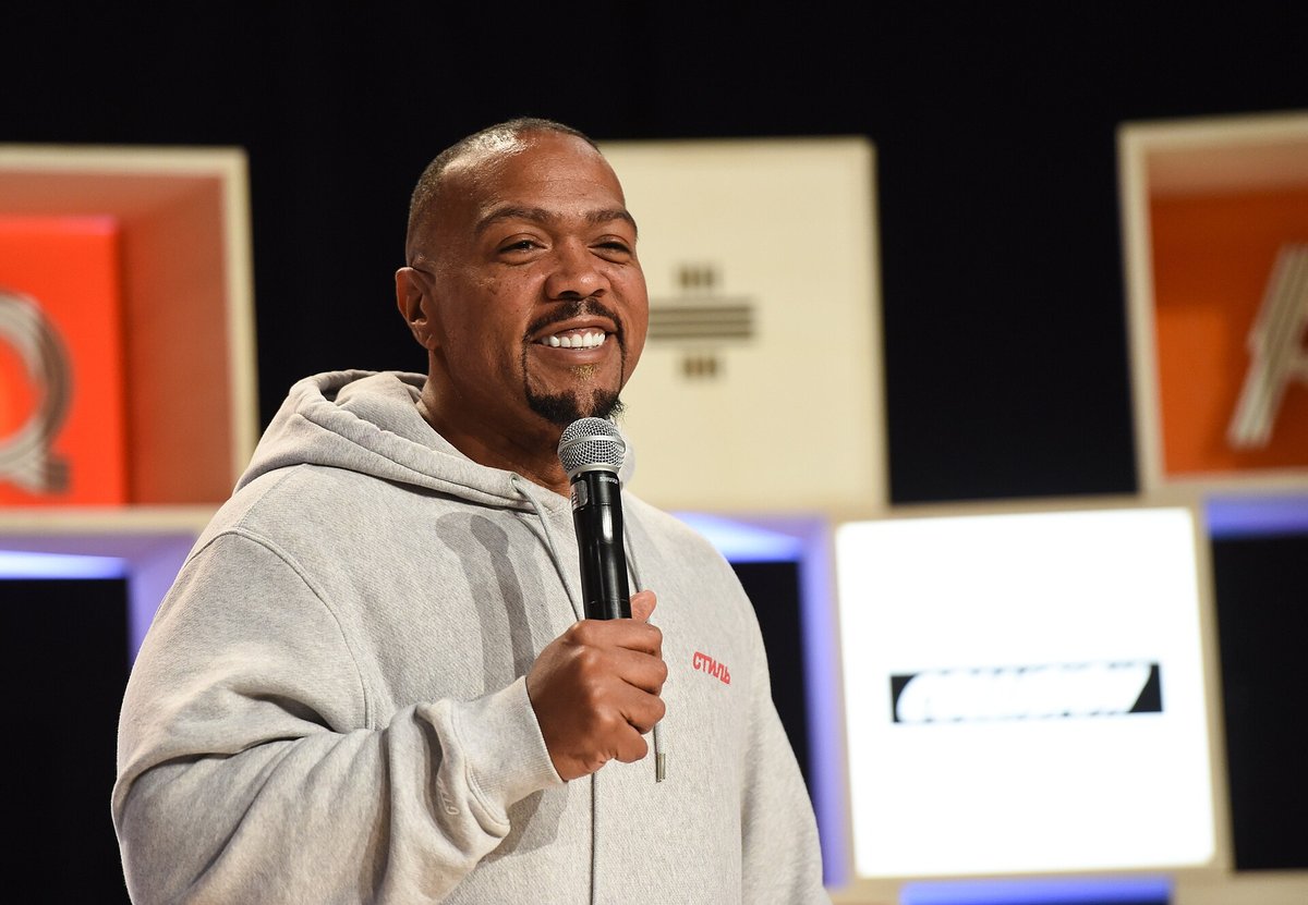Timbaland on the Q&A stage during day one of Collision 2019 at the Enercare Centre in Toronto, May 21, 2019.